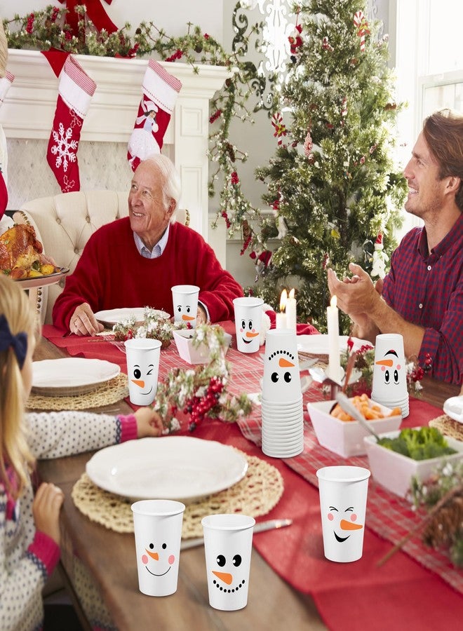 Kochorie 120 Pieces Christmas Snowman Disposable Paper Cups 9 Oz Winter Paper Cups Hot Cold Beverage Smile Face Drinking Cup for Christmas Winter Holiday Party Supplies - Image 5